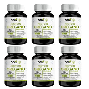 *Pack de 6: Aceite de Orégano 95% Carvacrol con Sábila y Tomillo (60 cápsulas) Fast Bundle