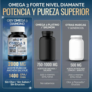 Omega 3 Diamond 2000mg Aceite Anchoa Salvaje de Oby | Máxima Pureza | Alto en EPA Y DHA | 60 cápsulas oby.mx