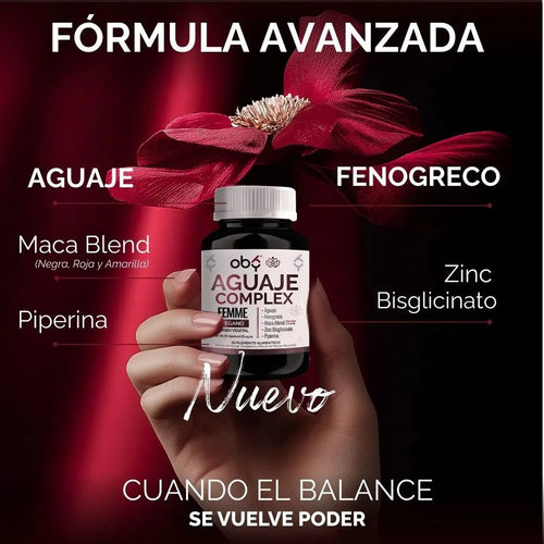*Aguaje con Fenogreco, Maca Peruana y Zinc (60 cápsulas) oby.mx