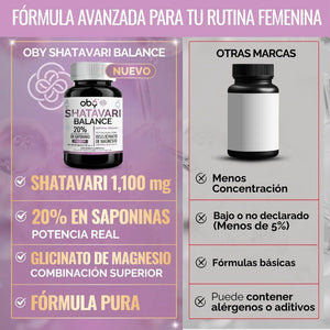 Shatavari 1400 mg con Magnesio Bisglicinato OBY | Extracto Estandarizado 20% Saponinas  | 60 Cápsulas oby.mx