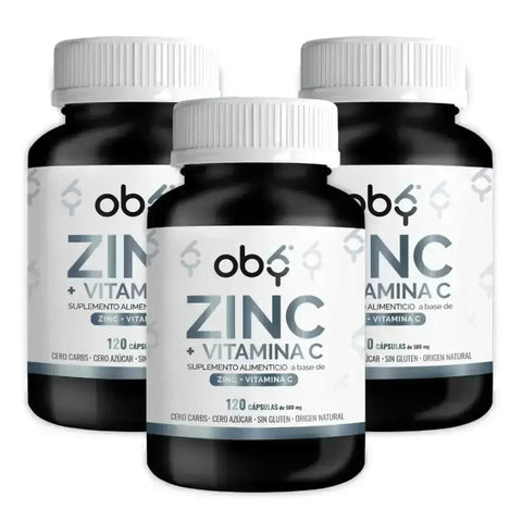 Pack de 3 frascos: OBY Zinc Puro + Vitamina C | 120 cápsulas Fast Bundle