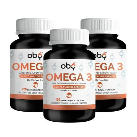 Pack de 3 frascos: OBY Omega 3: Aceite Puro de Salmón Salvaje Fast Bundle