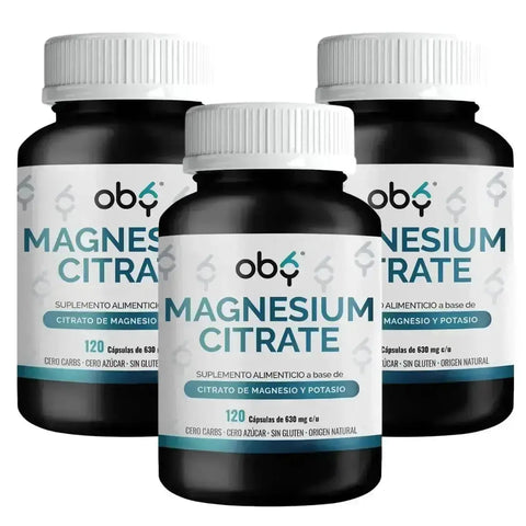 Citrato de Magnesio | Alta Absorción y Pureza | OBY Magnesium Citrate 120 capsulas 630 mg oby.mx