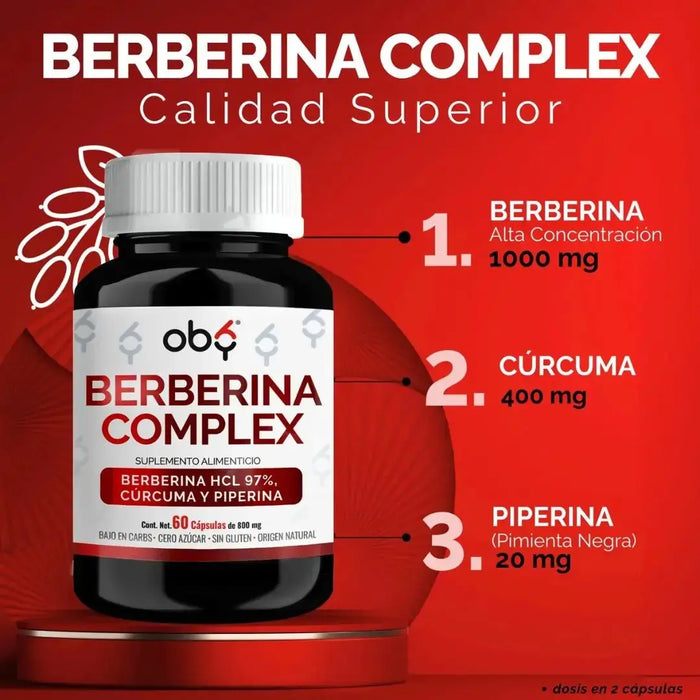 OBY Berberina Pura con Cúrcuma y Pimienta Negra | 60 cápsulas $̶6̶4̶9̶.̶0̶0̶ oby.mx