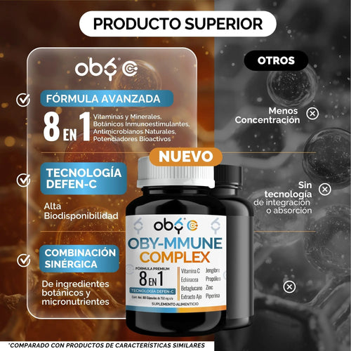 *Obymmune Complex 8 en 1 Defensas (60 cápsulas) oby.mx