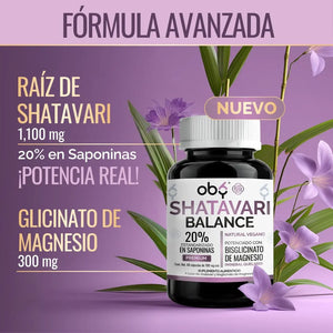 Shatavari 1400 mg con Magnesio Bisglicinato OBY | Extracto Estandarizado 20% Saponinas  | 60 Cápsulas oby.mx