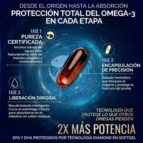 Omega 3 Diamond 2000mg Aceite Anchoa Salvaje de Oby | Máxima Pureza | Alto en EPA Y DHA | 60 cápsulas oby.mx