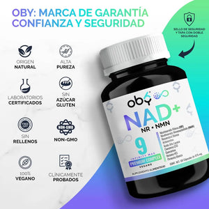 *NAD+ con NMN y NR Premium 9 Ingredientes (60 cápsulas) oby.mx