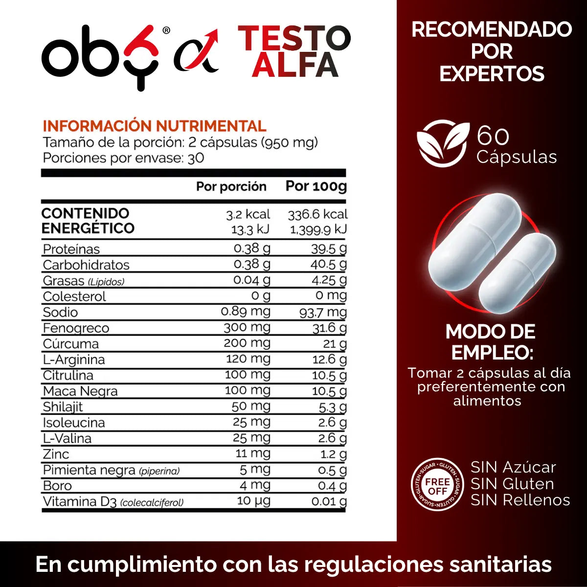 Multivitamínico Hombre 12 ingredientes 60 cápsulas oby.mx