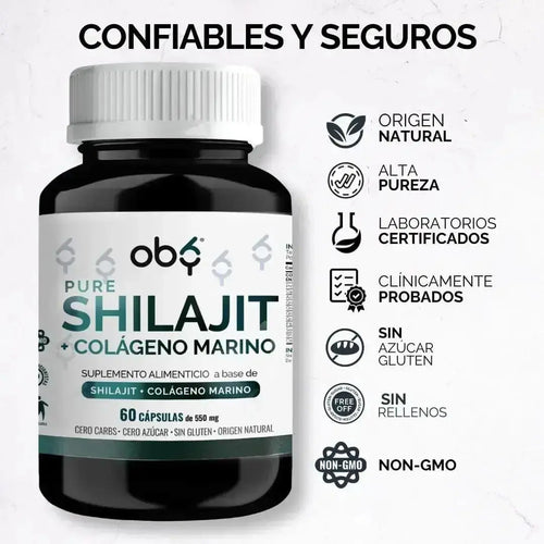 OBY Shilajit y Colágeno Marino Hidrolizado Puro |  60 Cápsulas oby.mx