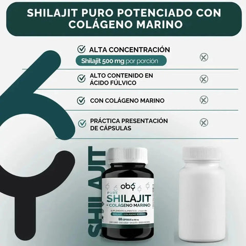 OBY Shilajit y Colágeno Marino Hidrolizado Puro |  60 Cápsulas oby.mx