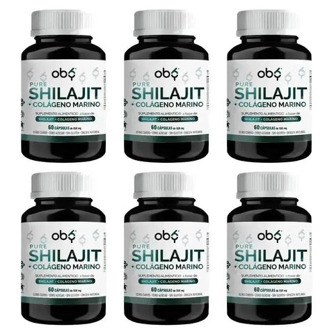 Pack de 6 frascos: OBY Shilajit y Colágeno Marino Hidrolizado Puro Fast Bundle
