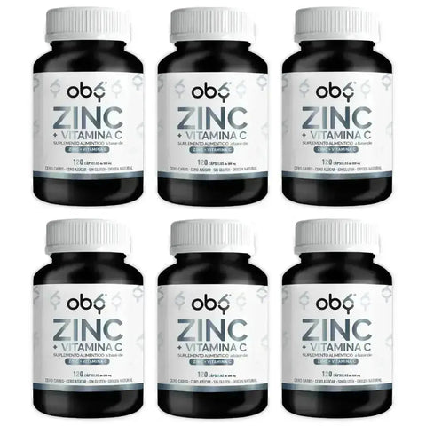 Pack de 6 frascos: OBY Zinc Puro + Vitamina C | 120 cápsulas Fast Bundle