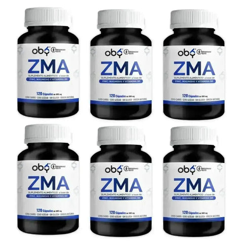 Pack de 6 frascos: OBY ZMA Zinc, Citrato de Magnesio y Vitamina B6 Fast Bundle