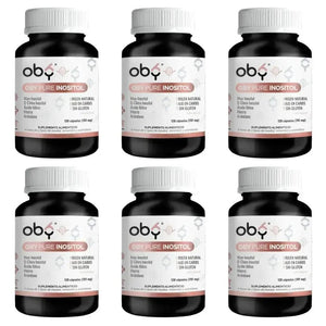 Pack de 6 frascos: OBY Pure Inositol con Myo y D-Chiro Inositol + Ácido Fólico, Hierro y Extracto Arándano | 60 Capsulas Fast Bundle