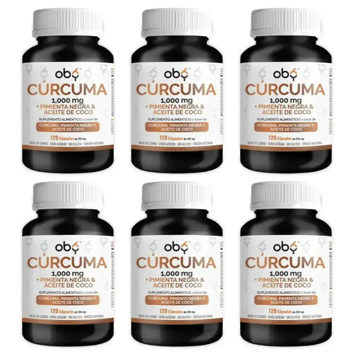 OBY Curcuma 1000 mg | Con Pimienta Negra y Aceite de Coco | 120 Cápsulas oby.mx