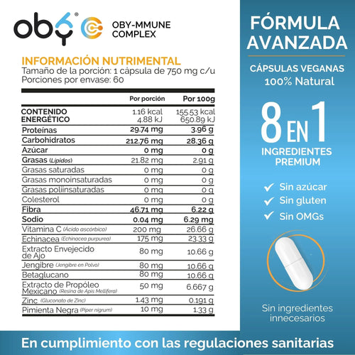*Obymmune Complex 8 en 1 Defensas (60 cápsulas) oby.mx