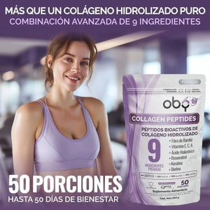 OBY Colageno Hidrolizado Puro Polvo Sin sabor 500 gr | con Acido Hialuronico, Vitaminas, Biotina, Keratina, Resveratrol y Fibra Bambu oby.mx
