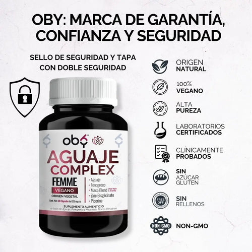 *Aguaje con Fenogreco, Maca Peruana y Zinc (60 cápsulas) oby.mx