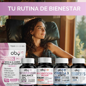 Shatavari 1400 mg con Magnesio Bisglicinato OBY | Extracto Estandarizado 20% Saponinas  | 60 Cápsulas oby.mx
