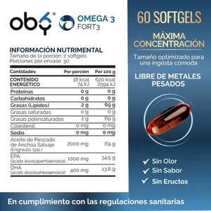 Omega 3 Diamond 2000mg Aceite Anchoa Salvaje de Oby | Máxima Pureza | Alto en EPA Y DHA | 60 cápsulas oby.mx