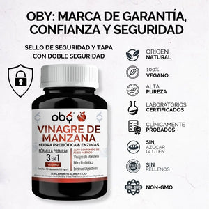 *Vinagre De Manzana Con Fibra Prebiótica y Enzimas Digestivas oby.mx