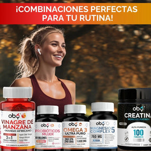 Gomitas de Vinagre de Manzana OBY | Formula 3 en 1 con Mango Africano y Acido Folico | Veganas Sin Azucar  | Suplemento Alimenticio | 60 Gomitas oby.mx