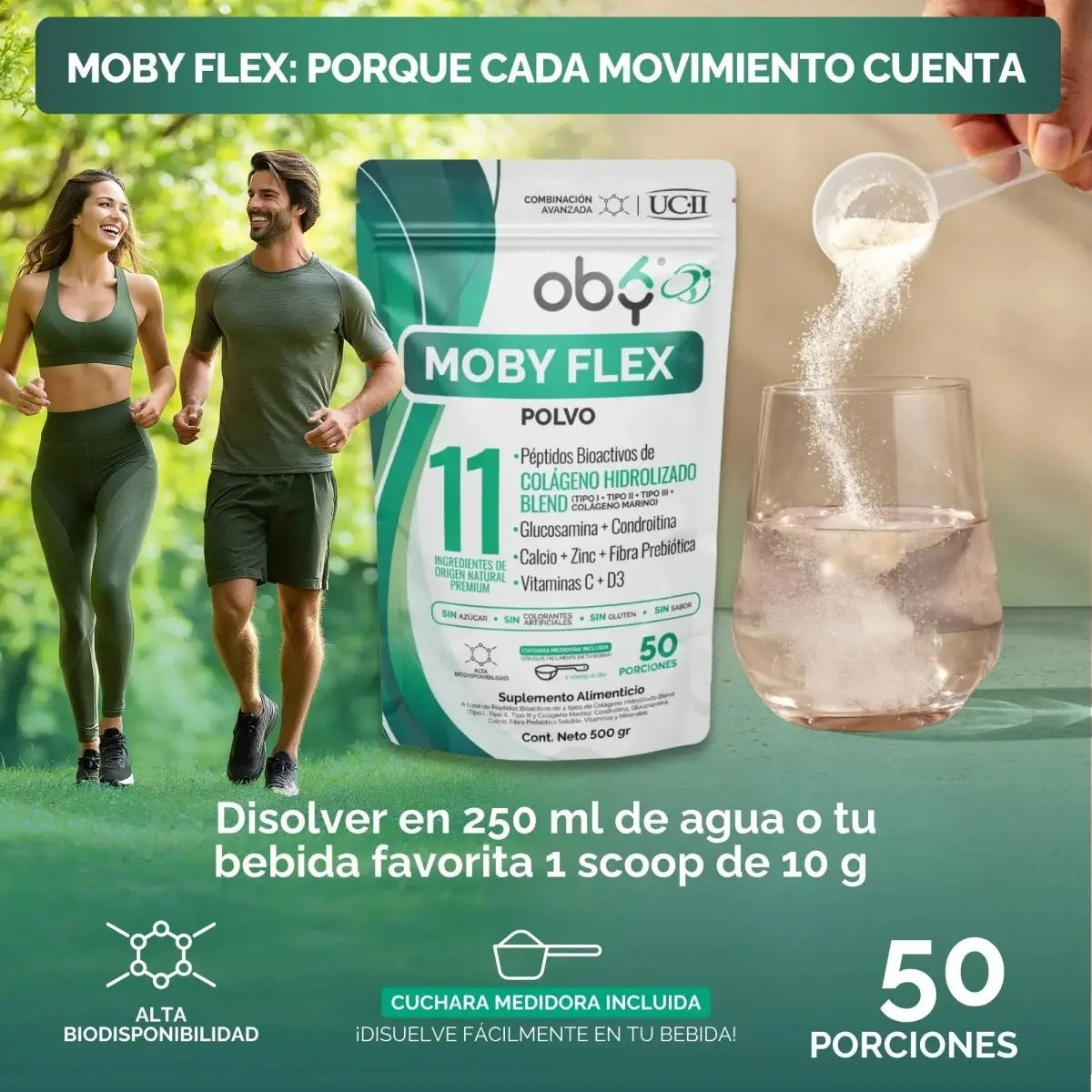 Colágeno Hidrolizado I, II, III y Marino 50 porciones oby.mx
