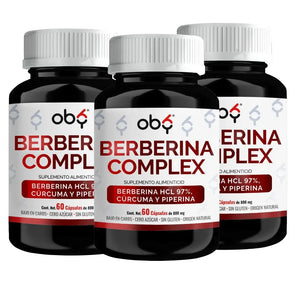 Pack de 3 frascos: OBY Berberina Pura con Cúrcuma y Piperina Fast Bundle
