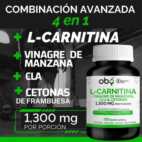 OBY L Carnitina con Vinagre de manzana, CLA y cetonas | 120 Cápsulas oby.mx