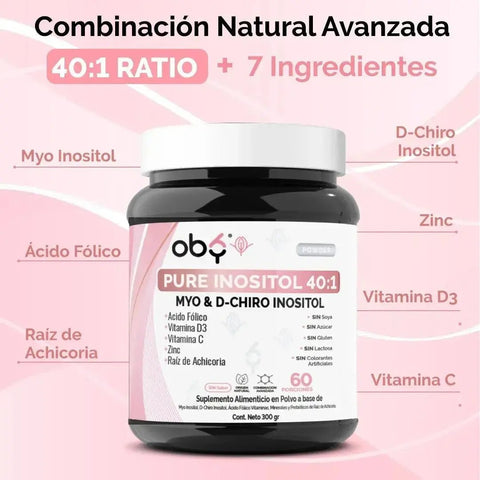 OBY Pure Inositol 40:1 Polvo 300g bote oby.mx