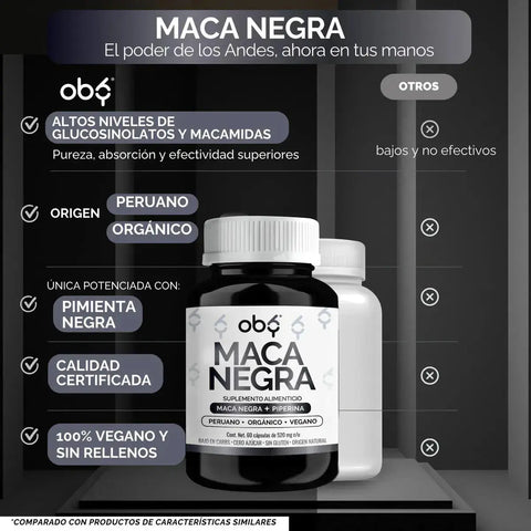 Oby Maca Negra Peruana Orgánica | 60 cápsulas oby.mx