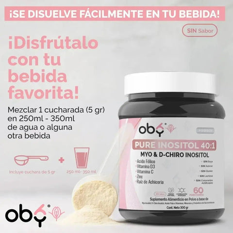 OBY Pure Inositol 40:1 Polvo 300g bote oby.mx