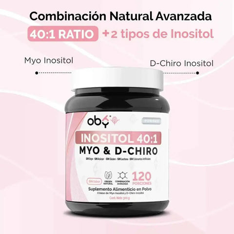 Oby Inositol Ultra con Myo y D-Chiro Inositol Ratio 40:1 300gr bote oby.mx