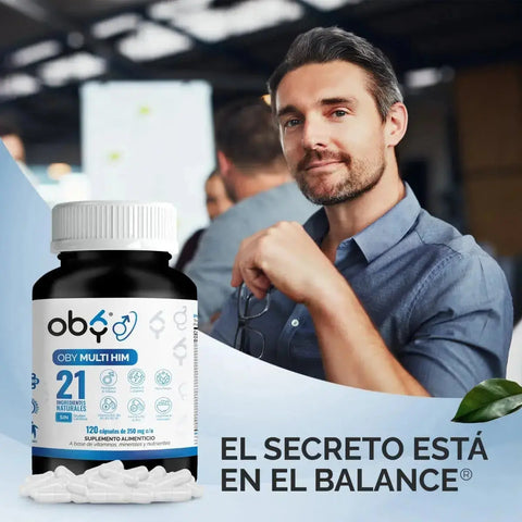 2x1 Solo por 24 Hrs. ¬°OFERTA FLASH! | OBY MULTI HIM Multivitaminico HOMBRE, 21 Vitaminas, Aminoacidos, Minerales y Nutrientes. 120 caps por cada frasco oby.mx