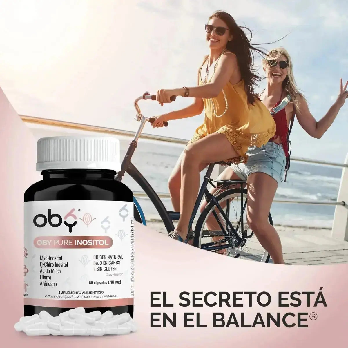 OBY Pure Inositol con Myo y D-Chiro Inositol + Ácido Fólico, Hierro y Extracto Arándano | Capsulas $̶3̶9̶9̶.̶0̶0̶ oby.mx