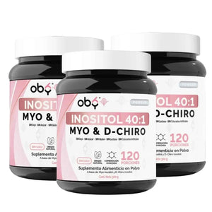 Pack de 3 botes: Oby Inositol Ultra con Myo y D-Chiro Inositol Ratio 40:1 300gr Fast Bundle