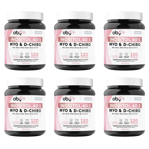Pack de 6 botes: Oby Inositol Ultra con Myo y D-Chiro Inositol Ratio 40:1 300gr Fast Bundle