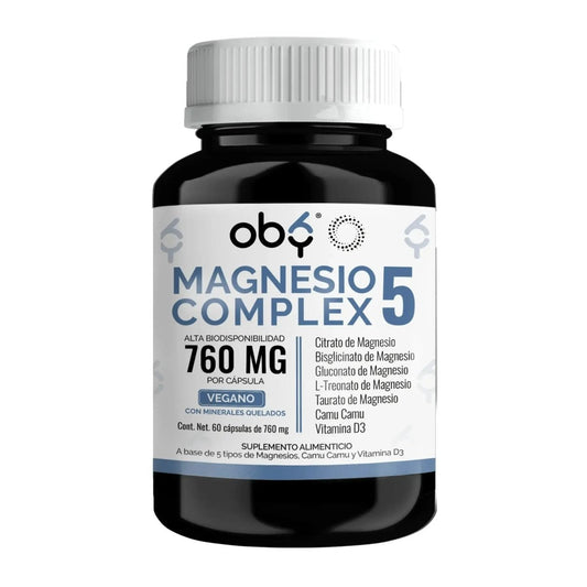 Oby 5 Magnesio Complex 60 capsulas 760mg oby.mx