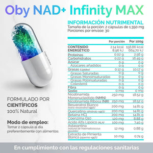 *NAD+ con NMN y NR Premium 9 Ingredientes (60 cápsulas) oby.mx