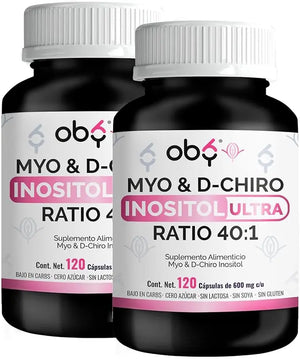 Oby | Myo y D-Chiro Inositol Ratio 40:1 | 120 cápsulas | 2 Pack oby.mx