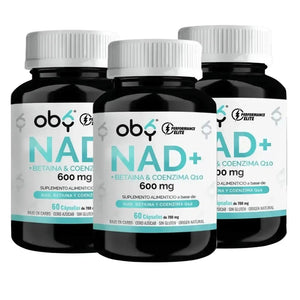Pack de 3 Frascos: Oby NAD+ | NAD Potenciado con betaina y coenzima Q10 | NR Nicotinamida Ribosa | 60 cápsulas Fast Bundle