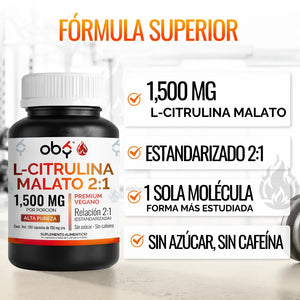 L Citrulina Malato 2:1 180 cápsulas oby.mx