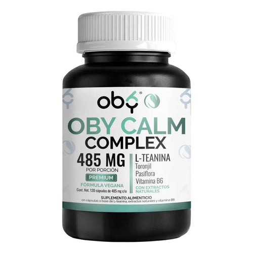 L-Teanina con Pasiflora, Toronjil y Vitamina B6 | Oby Calm Complex | 120 Capsulas oby.mx