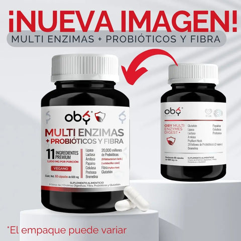OBY Multi Enzimas Digestivas, Probióticos, Glutation, Fibra Psyllium Husk $̶5̶9̶9̶.̶0̶0̶ oby.mx