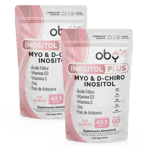 Oby Inositol Plus Myo y D-Chiro Inositol Ratio 40:1 + Acido Folico, Prebioticos, Vitaminas y Zinc | Polvo Sin Sabor oby.mx