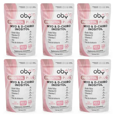 Oby Inositol Plus Myo y D-Chiro Inositol Ratio 40:1 + Acido Folico, Prebioticos, Vitaminas y Zinc | Polvo Sin Sabor oby.mx