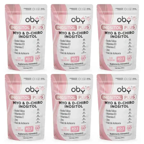 Oby Inositol Plus Myo y D-Chiro Inositol Ratio 40:1 + Acido Folico, Prebioticos, Vitaminas y Zinc | Polvo Sin Sabor oby.mx