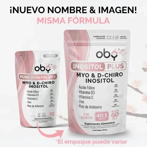 Oby Inositol Plus Myo y D-Chiro Inositol Ratio 40:1 + Acido Folico, Prebioticos, Vitaminas y Zinc | Polvo Sin Sabor $̶1̶,̶0̶4̶9̶.̶0̶0̶ oby.mx