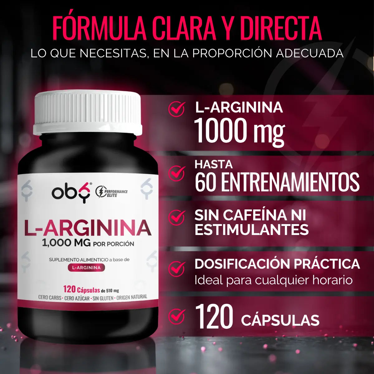 L-Arginina 120 cápsulas oby.mx